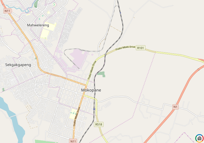 Map location of Mokopane (Potgietersrust)